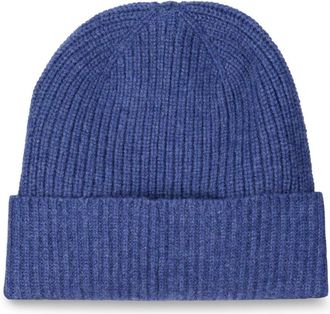 Zanieri Kasjmier Beanie met Omslag - Heren - Hoeden - Blauw - ONE Size - Kasjmier - Accessoires