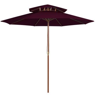 Berkfield Home Double Decker Parasol with Wooden Pole Bordeaux Red 270 cm