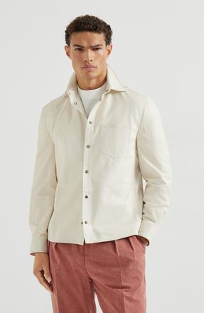 Brunello Cucinelli Calfskin overshirt in Ivory at Nordstrom, Size Xx-Large Eu