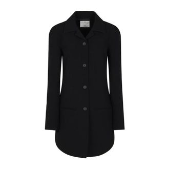 Courr&egrave;ges Single-Breasted Coats, female, Black, M, Black Circle Heritage Crepe Coat