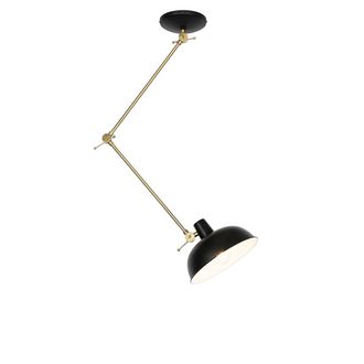 QAZQA Qazqa - Retro/vintage Plaf&oacute;n Retro Negro Con Bronce - Milou Acero Alargada Adecuado Para Led Max. 1 X 25 Watt
