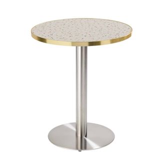 Oviala Mesa de comedor 60cm con tapa de terrazo/oro y base de plata