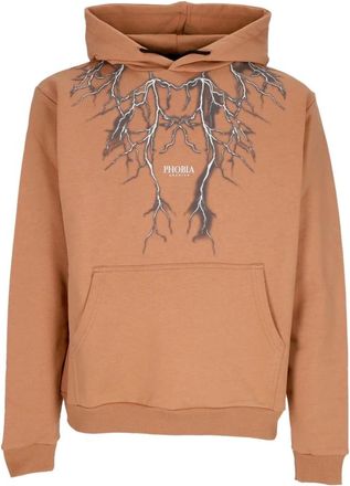 Phobia Archive Lightning Print Hoodie - Heren - Hoodies - Bruin - L - Katoen - Hoodies & sweatvesten