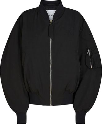 The Attico Black Bomber Cropped Balloon-Sleeve Jacket