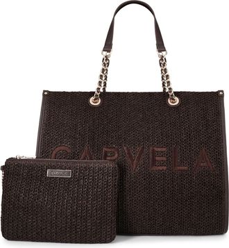 Carvela Womens Sorrento Raffia Tote Bag - Brown Fabric - One Size
