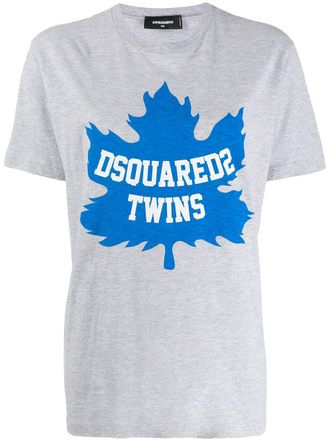 Dsquared2 logo T-shirt - women - Viscose/Cotton - M - Grey