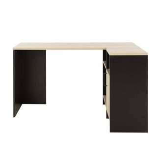 Calicosy Escritorio de esquina industrial con almacenamiento - Negro