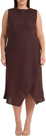Estelle Nadia Linen Blend Midi Dress in Chocolate at Nordstrom, Size 16W