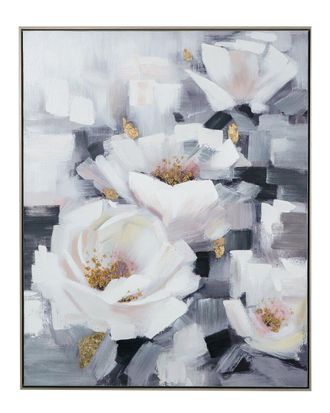 A&B Home Discontinued A&B Home Blooming White Florals Framed Hand-Painted Wall Art