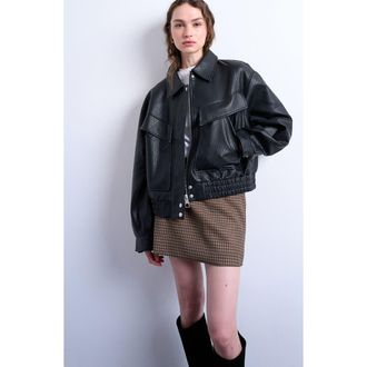 Topshop Boxy Faux Leather Bomber Jacket in Black at Nordstrom Rack, Size X-Small