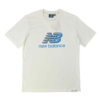 New Balance Essentials Logo Printed T-Shirt Asia Sizing White Blue NEA2V061-AS