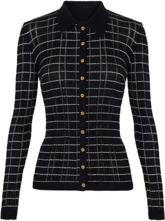 Elisabetta Franchi Truien & Vesten, Dames, Zwart, XS, Katoen, Gestreept Katoenen Draad Top