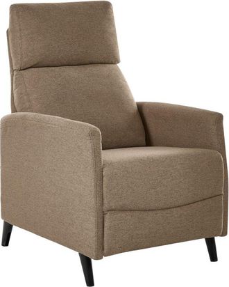 Beliani Sill&oacute;n Retro Reclinable Respaldo Ajustable Reposapi&eacute;s Tapizado Tela Marr&oacute;n Selvik