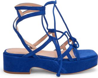 Alberta Ferretti Schoenen, Dames, Blauw, 38 EU, Leer, Sandaal met gekruiste bandjes