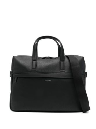 Calvin Klein logo lettering briefcase - men - Polyurethane - One Size - Black