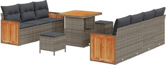 vidaXL Vidaxl - Conjunto De Sof&aacute; De Jard&iacute;n 10 Pcs Gris, Gris Oscuro