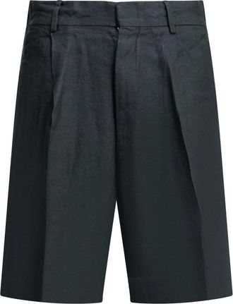 Nn.07 Kay Pliss&eacute; Shorts - Heren - Korte Broeken - Blauw - W30 - Linnen - Korte Broeken