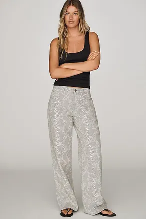 Rolla's Kate Baggy Python High-Rise Wide-Leg Jeans