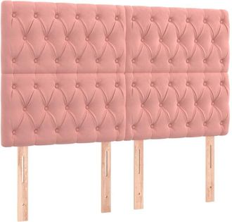 vidaXL Cabecero Con Luces Led Terciopelo Rosa 144x7x118/128 Cm Vidaxl