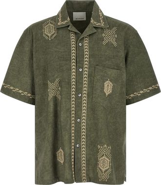 Isabel Marant Zekim Shirt - Heren - Korte mouwen Overhemden - Groen - L - Katoen - Overhemden