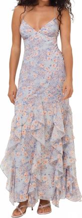 For Love & Lemons Elea Floral Maxi Dress In Blue