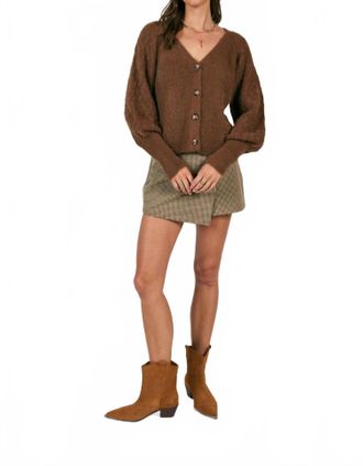 Sadie & Sage Sweeping Wind Button Front Cardigan In Oak Brown
