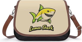 Generic Lemon1 Shark Crossbody Bag Womens Handbag PU Message Bags Shoulder Purse with Adjustable Strap