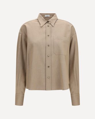 Brunello Cucinelli Camicia in denim no fade Sparkling con Shiny Collar Woman L