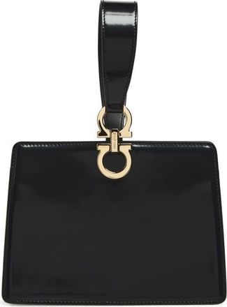 Ferragamo Double Gancio Leather Mini Clutch in Nero Nero Nero at Nordstrom