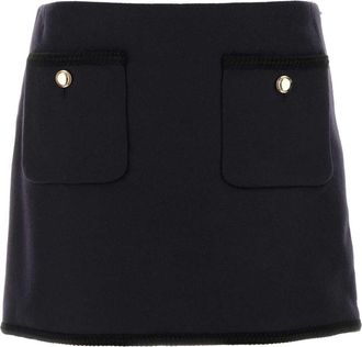 Miu Miu Midnight Blue Wool Mini Skirt