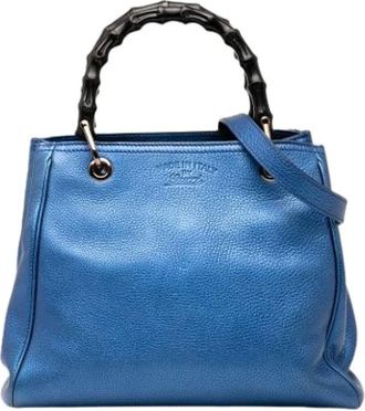 Gucci Pre-owned Handbags, female, Blue, Size: ONE SIZE Pre-owned Vintage Leather Handbag