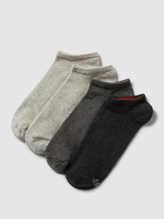 s.Oliver Red Label Sneakersocken mit Label-Print im 4er-Pack in Mittelgrau, Größe 39-42
