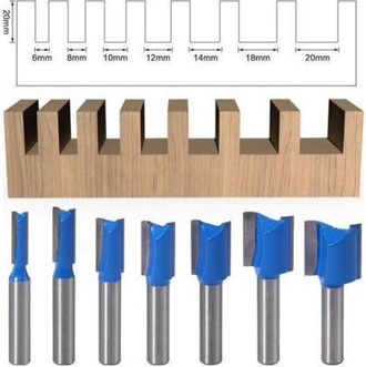 OEM Juego De 7 Brocas De Limpieza De 8 Mm, Brocas Para Fresadora De Madera De 6/8/10/12/14/18/20 Mm De Di&aacute;metro, Color Azul
