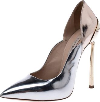 Casadei Metallic Two Tone Leather Leather Pointed Toe Pumps