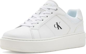 Calvin Klein Daveiro Womens Shoes White/Black Logo : 7.5 M, Faux Leather/Textile