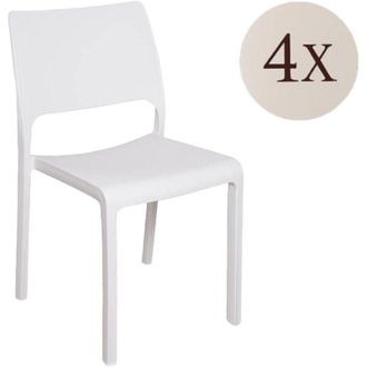 Dmora Dmora - Set di 4 sedie da esterno Cereseto, Seduta da giardino, Per indoor o outdoor, Impilabile, Made in Italy, 47x53 h82 cm, Bianco