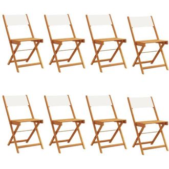 vidaXL Vidaxl - Sillas Jard&iacute;n Plegables 8 Uds Tela Madera Maciza Y Tela Crema