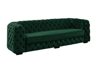 Vente-Unique Sof&aacute; de 3 plazas chesterfield STANLEY - Terciopelo verde pino