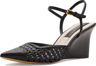 Franco Sarto Cherie Strappy Womens Shoes Black Woven Mesh : 9.5 M, Leather