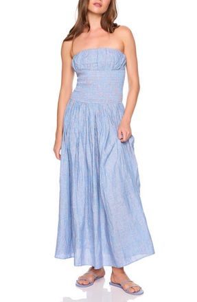 Susana Monaco Smocked Waist Strapless Maxi Dress in Sailor at Nordstrom, Size X-Large
