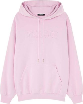 Versace Fringed Embroidered Logo Hoodie, Brand Size 44 ( US Size 8 )