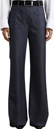 Reiss Uma Wool Blend Patch Pocket Flare Leg Pants in Blue at Nordstrom Rack, Size 12 Us / 16 Uk