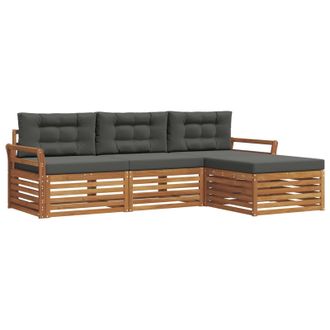 vidaXL Conjunto De Sof&aacute;s De Exterior Con Coj&iacute;n Natural Y Antracita Vidaxl