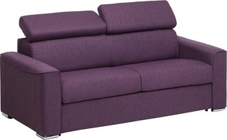 Vente-Unique Sof&aacute; cama de 3 plazas de tela de apertura r&aacute;pida VIZIR - Violeta - Somier de l&aacute;minas de 140 cm - Colch&oacute;n de 16 cm con memoria de forma