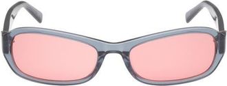 Abercrombie & Fitch 55mm Rectangular Sunglasses in Blue /Rose Lens at Nordstrom