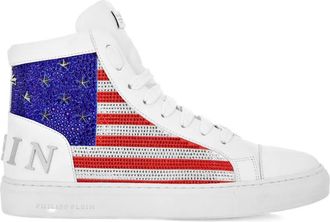 Philipp Plein rhinestone-embellished high-top sneakers - White