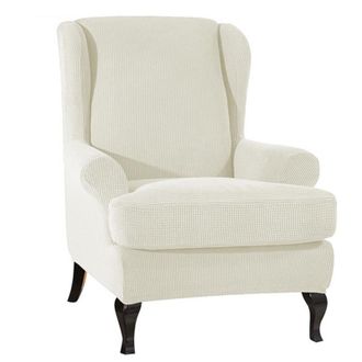 OEM Funda El&aacute;stica Para Sof&aacute;, De Tejido El&aacute;stico, Para Sillones Orejeros, Fabricada En Poli&eacute;ster Y Elastano (blanca)
