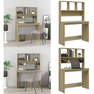 vidaXL Scrivania Mensole Rovere Sonoma 102x45x148 cm Legno Multistrato - Scrivania in legno - Scrivania da ufficio