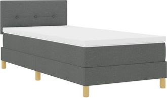 vidaXL Box Spring Bed with Mattress Dark grey 90 x 200 cm Fabric Vidaxl