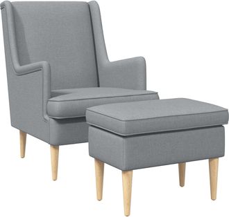 vidaXL Sill&oacute;n Con Pouf 2 Uds. Gris Claro Tela Vidaxl